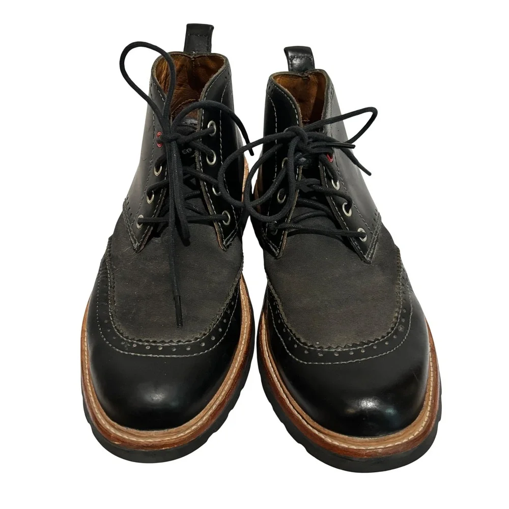 Boston Boot Co Mens Black two tone Leather Wingtip Chukka Boots Sz 8.5 urban